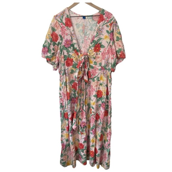 OLD NAVY Sz3X- Linen Twist Maxi Dress Tie Waist with Bow - Picture 3 of 5